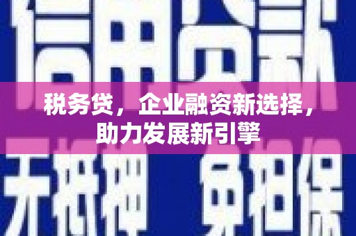 黄山税务贷，企业融资新选择，助力发展新引擎